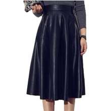 Чёрная женственная юбка из искусственной кожи