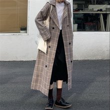 Длинное клетчатое пальто 