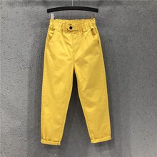 Ярко-желтые джинсы с эластичным поясом