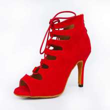 Красные туфли с открытым носком для танцев