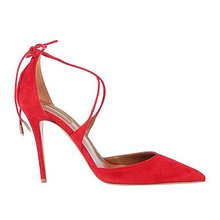Красные туфли с застежкой виде шнурков AQUAZZURA 