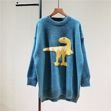 Свободный свитер с принтом динозавра