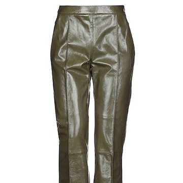 Темно-зеленые кожаные брюки DROME