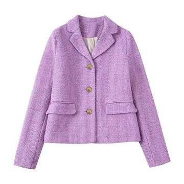 Твидовый винтажный пиджак лилового цвета