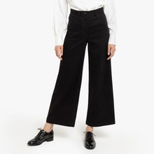 Укороченные черные брюки с высокой талией