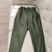 Женские эластичные кожаные брюки с высокой талией