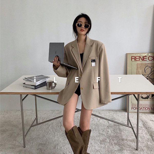 Бежевый оверсайз жакет