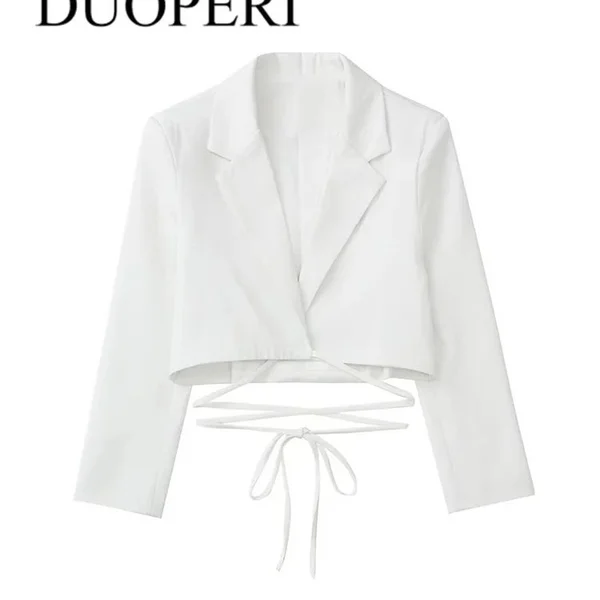 Укороченный жакет белый с завязками