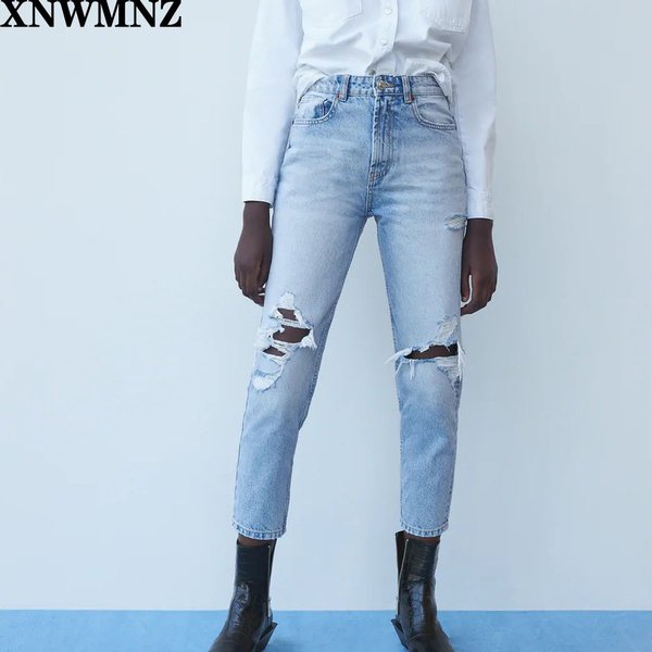 Женские рваные джинсы для женщин в стиле бойфренд